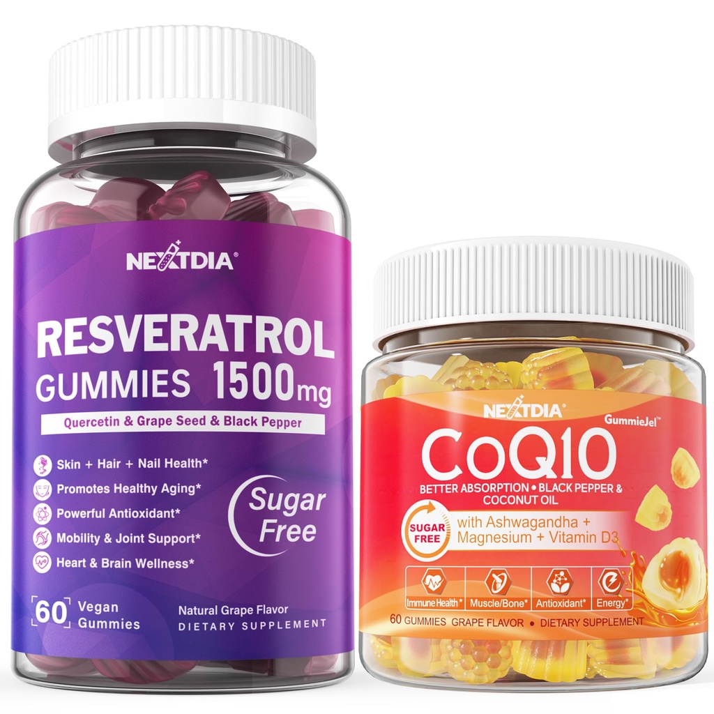 Sukker Free Resveratrol Gummies 1500mg + CoQ10 200mg 100mg fylte gummer med magnesium støtte sunn aldring og lang tid