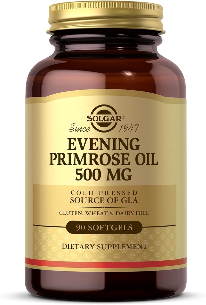 Solgar Aften Primrose Olje 500 mg - 90 Softgels - kald presset kilde til GLA - Glutenfri, mørkefri - 90 Services