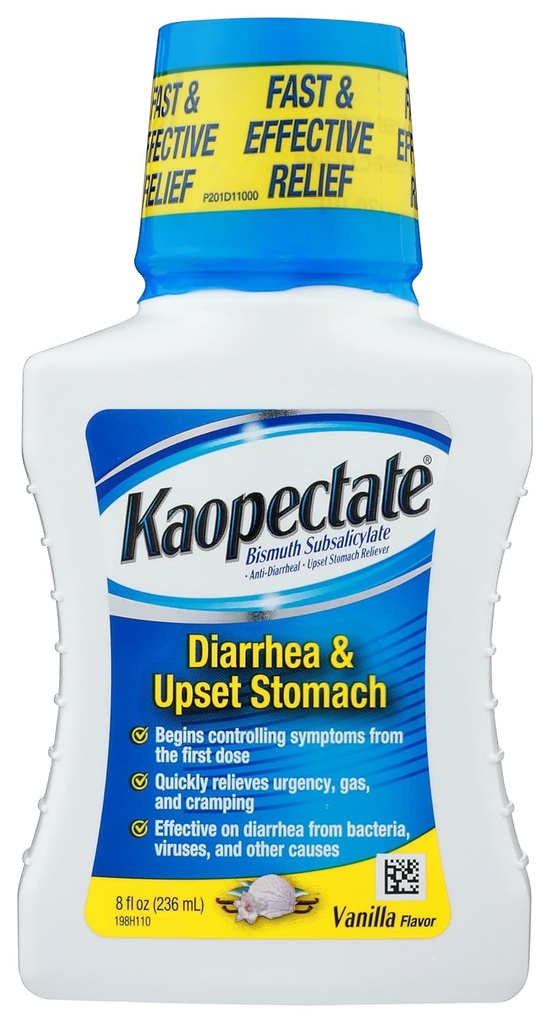 Kaopectate Multi-Symptom Relief for diarrea Upset Mage i Vanilla, 8 Fl Oz
