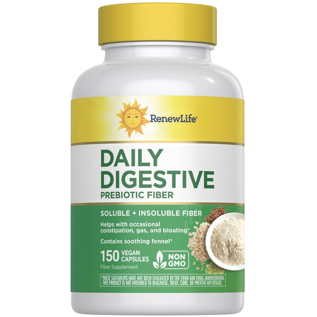 Forny livet voksen daglig Digestive Prebiotic Fiber, 150 vegetariske kapsler (Package May Vary)