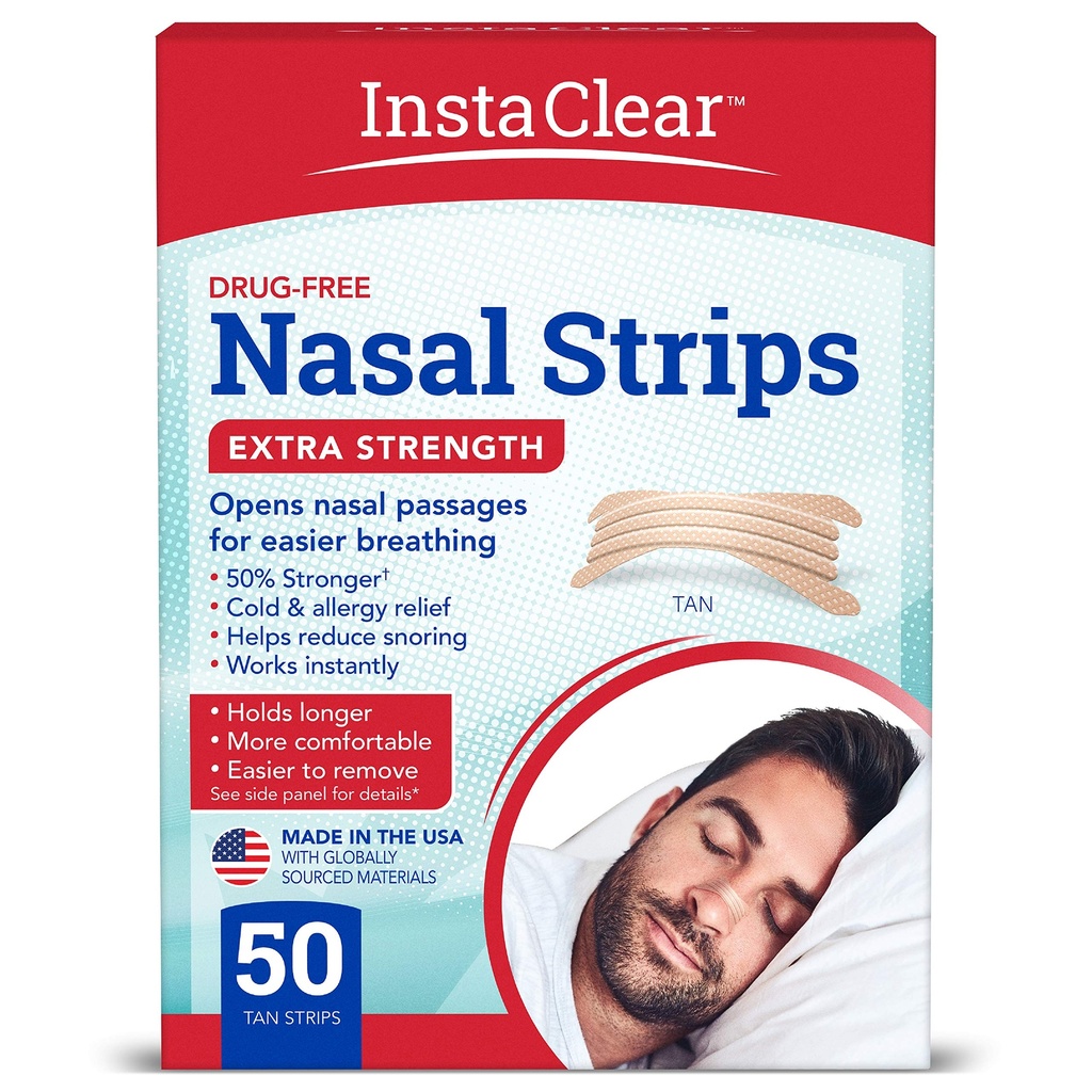 Ekstra sterke nasal strimler, Tan 50 ct | Virker umiddelbart, puste bedre, Nasal kongestion relief, stopper snorking, kald og allergi, ekstra styrke Tan