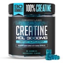 Kreatin HCL 3000mg Per Serving - Raspberry Flavour - Vegan Gummies (90 greve (pakke av 1), bringebær)