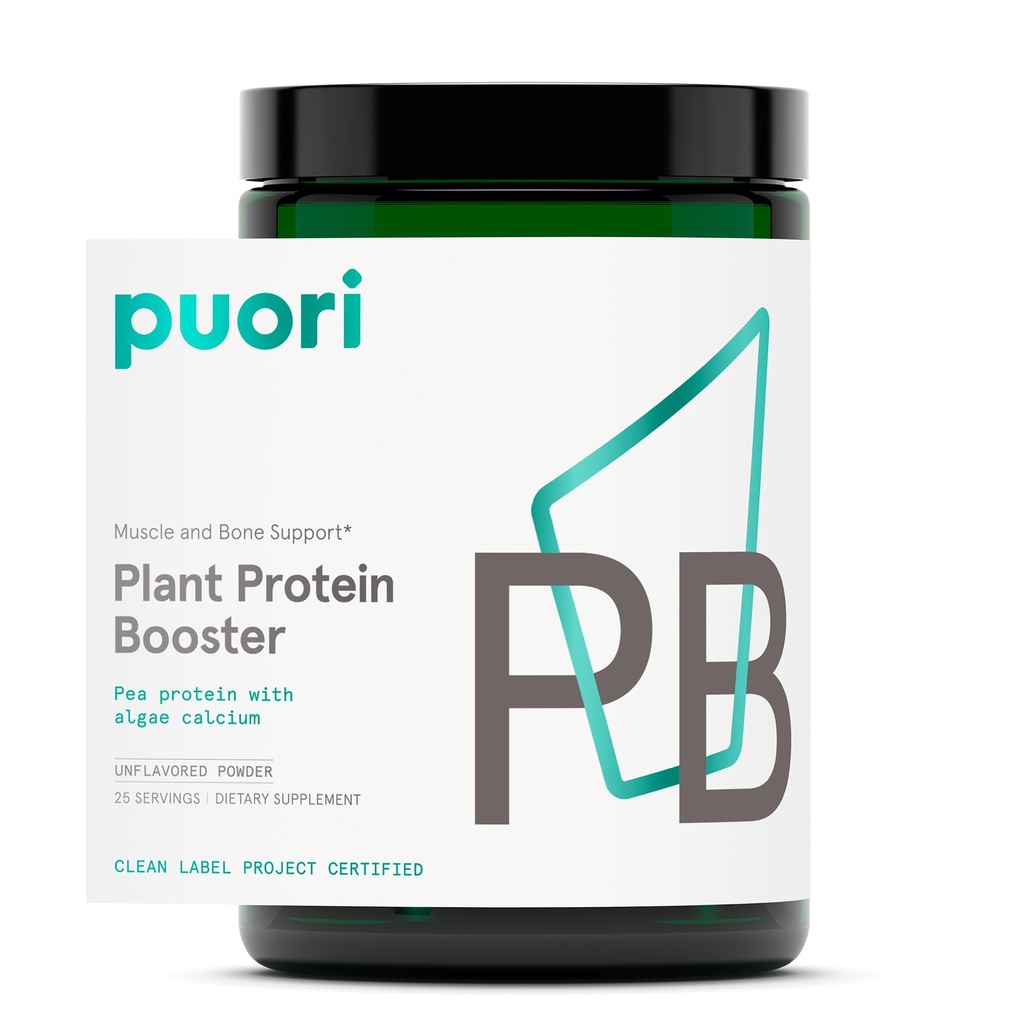 Puori Vegan Plante Protein Enhancer Powder - 25 Serveringer - Nøytral Flavor Pea Protein med Algae Kalsium for essensielle Aminosyrer - Meiri-fri, vegetarisk, ikke GMO