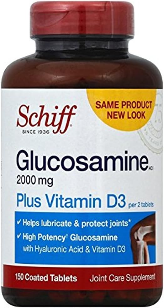 Schiff Glucosamine 2000 mg med vitamin D3 og hyaluronsyre, 150 tabletter - Joint Supplement