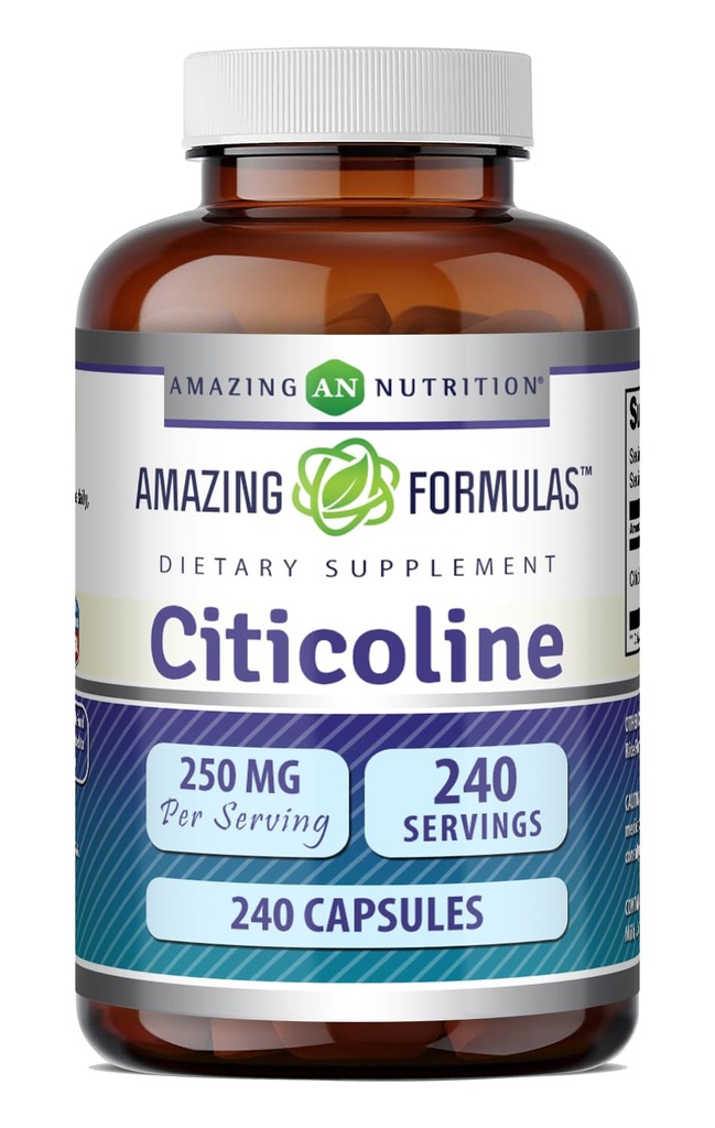 Amazing Formler Citicoline 250 Mg | Kapsler Supplement | Ikke-GMO | Glutenfri | Laget i USA (240 Count)