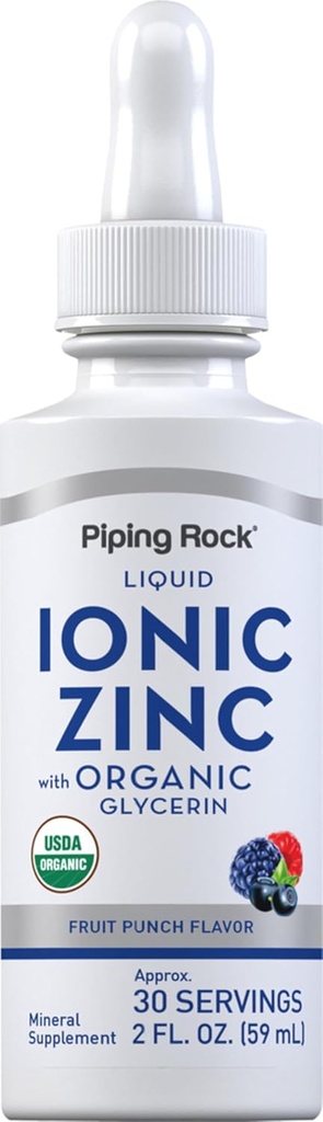 Piping Rock Liquid Sink | Ionic Zink Sulfat | med organisk glyserin | 2 oz | Fruit Punch Flavor | Vegetarisk, ikke-GMO, Glutenfri Supplement