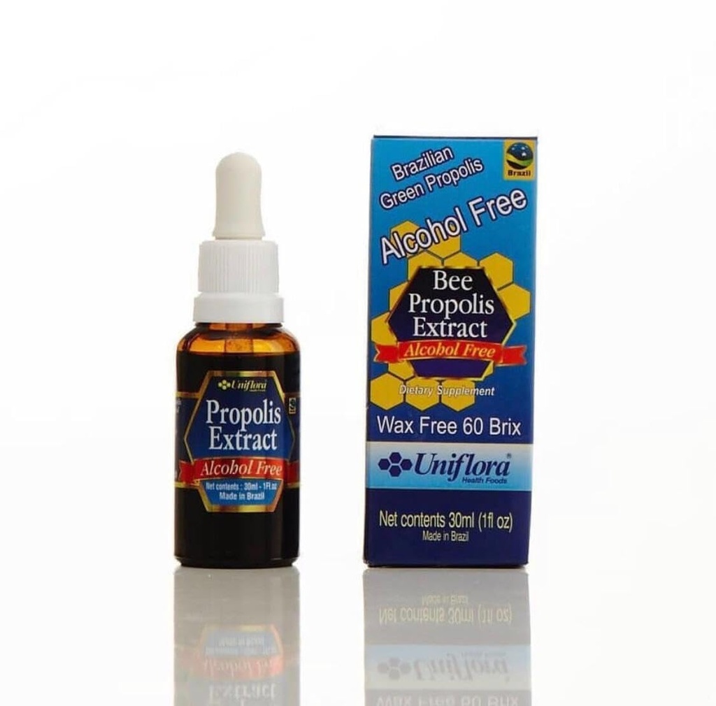 Uniflora Brasiliansk Grønn Bee Propolis – 60 Brix – alkoholfri væskeekstrakt – 30 ml flasker (pakke med 6)