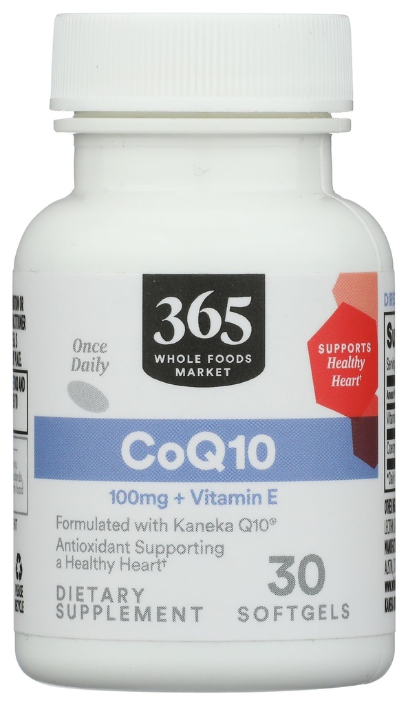 365 av hele matmarkedet, CoQ10 100 MG Plus vitamin E, 30 telling