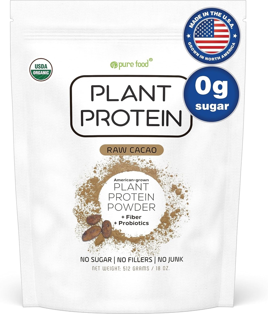 Ren mat: Plantebasert proteinpulver med probiotika | Økologisk, ren, alle naturlige, vegansk, vegetarisk, hele Superfood Næringstilskudd uten tilsetningsmidler | Keto (Chokolate)