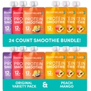 Designer Wellness Protein Smoothies Origignal Variety Pack og Peach Mango Bundle