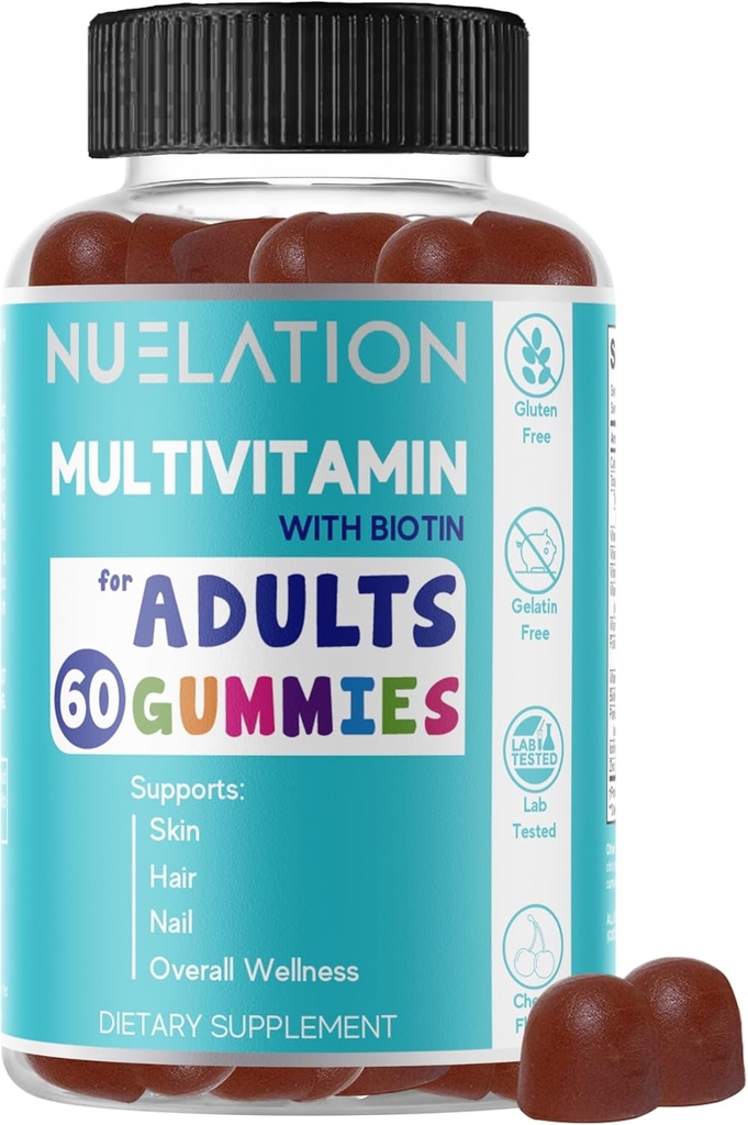 Menn og kvinner Multivitamin Gummies. Et godt avrundet daglig tannkjøtt multivitaminer med Biotin 5000 mg. Ikke-GMO, 60 greve, 30 serveringer. Multi vitamin for voksne for immunstøtte, generell velvære