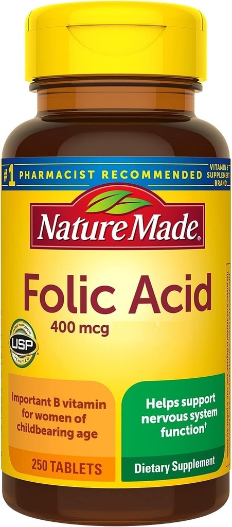 Naturlaget folsyre 400 mcg tabletter, 250 tabletter