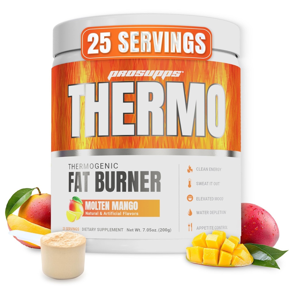 PROSUPPS Thermogenic fettforbrenner pulver, smeltet mango - Vekttap og metabolisme Booster Pre Workout Supplement for kvinner og menn - støtter aptit kontroll og øker energi - Glutenfri - 25 Services