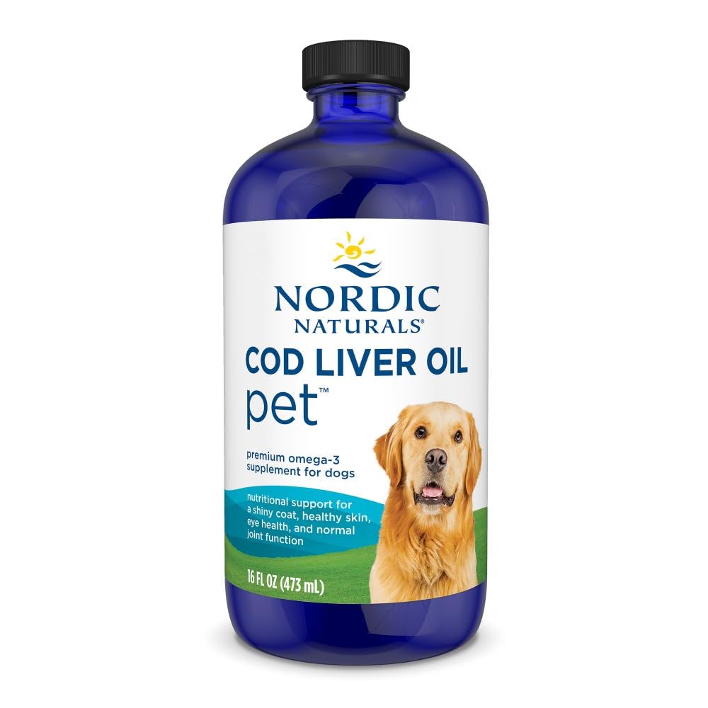 Nordic Naturals Pet Cod Liver Oil, Unflavored - 16 oz - 1048 mg Omega-3 Per Teaspoon - Fiskeolje til hunder med EPA & DHA - Fremmer hud, Coat og immun helse