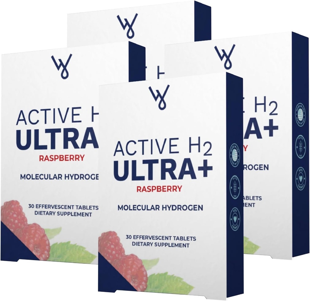 Aktiv H2 Ultra + Hydrogen vann tablet, naturlig bringebær. Optimer helse, støtte immunisme og balanse antioksidanter med fordeler ved molekylær hydrogen 240 serveringer