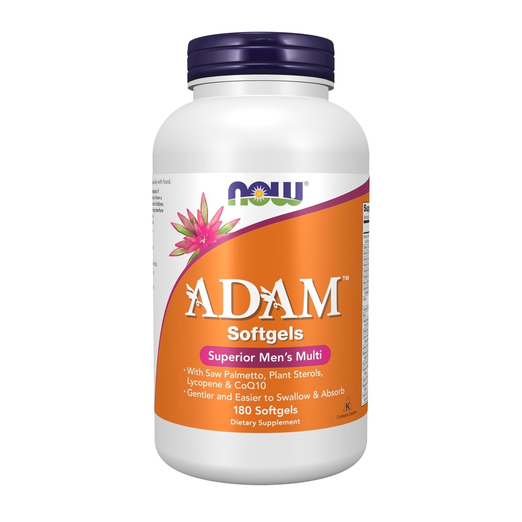 NOW Foods Supplements, ADAMTM Mens Multivitamin Med Sag Palmetto, Plantesteroler, Lycopen & CoQ10, 180 Softgels