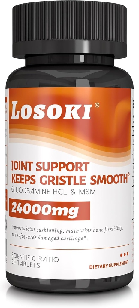 Losoki felles støtte - Glucosamine Chondroitin MSM Tilskudd for felles helse - 60 tabletter