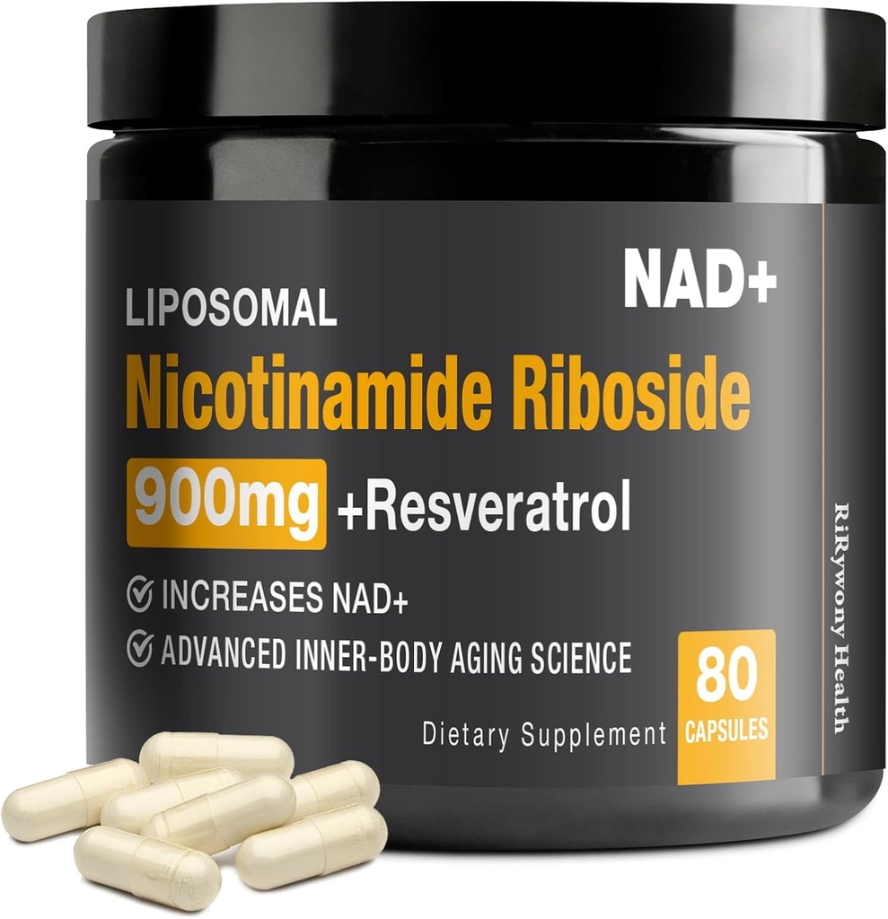 NAD + Supplement - NAD + med Nikotinamid Riboside (NR) og Resveratrol Quercetin 900 mg, 80 kapsler, USA-063-0911XL-136NAD