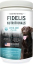 FIDELIS Hud & Coat Plus + Hunde Hud & Coat Supplement, Omega 3, Vitamin E, Salmon olje for hunder, fettsyrer, sunn hud, skinnende Coat, voksen, stor og liten, laget i USA, Grønnsaker Flavor, 120 myk Chews