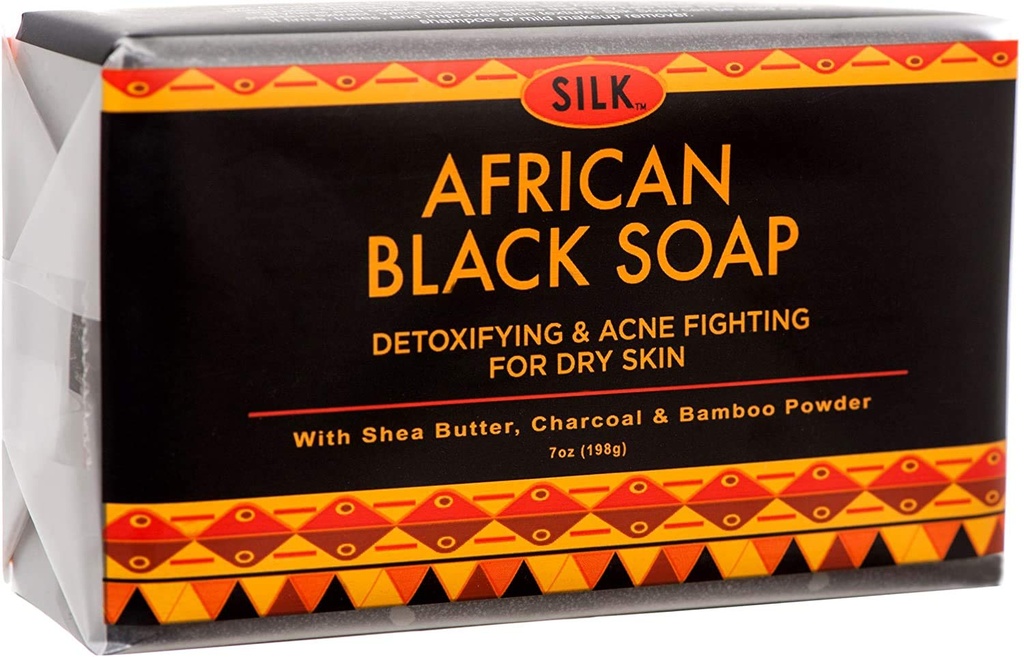 Afrikansk Black Soap 7oz for Acne, Eczema, Tørr hud, Psoriasis, Scar Removal, Ansikts- og Kroppsvask - Shea Butter, Charcoal, Bamboo pulver