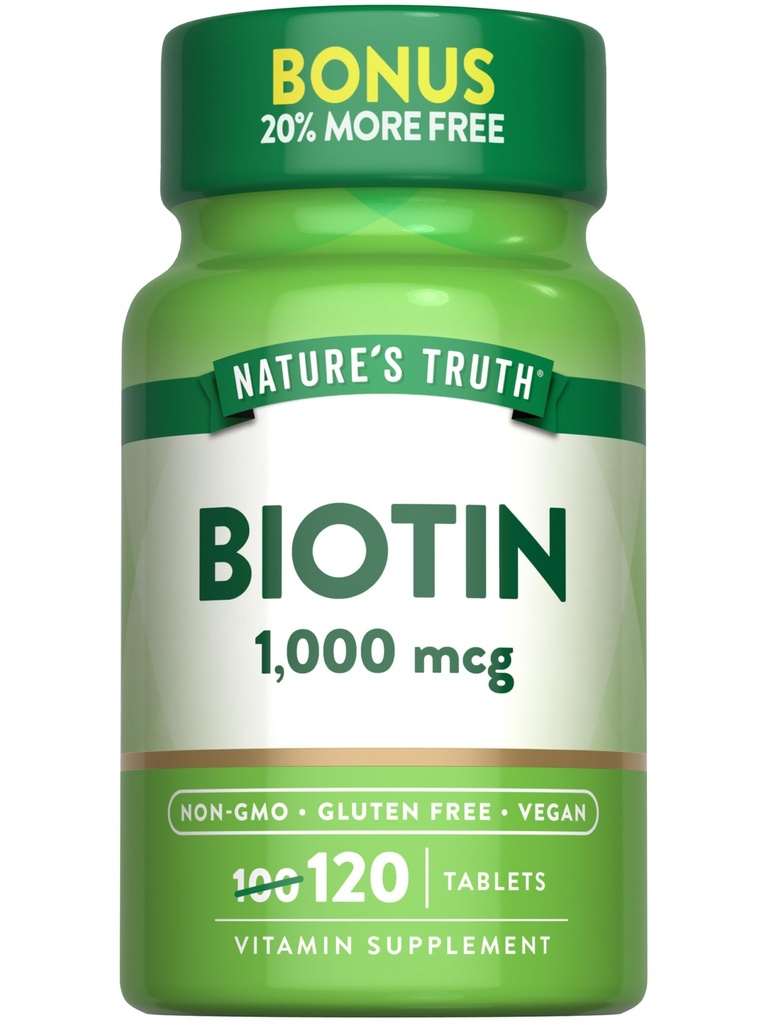 Naturens sannhet Biotin 1000mcg | 120 tabletter | Vegansk, ikke-GMO, Glutenfri Supplement