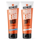 Wild Willies PROGRO Skjegg Shampoo og balsamsett - Forsterket w / Caffeine & Biotin - Styrking, Flake-free, Moisturizing Beard Vaske og balsam for menn, 2 x 5oz Rør