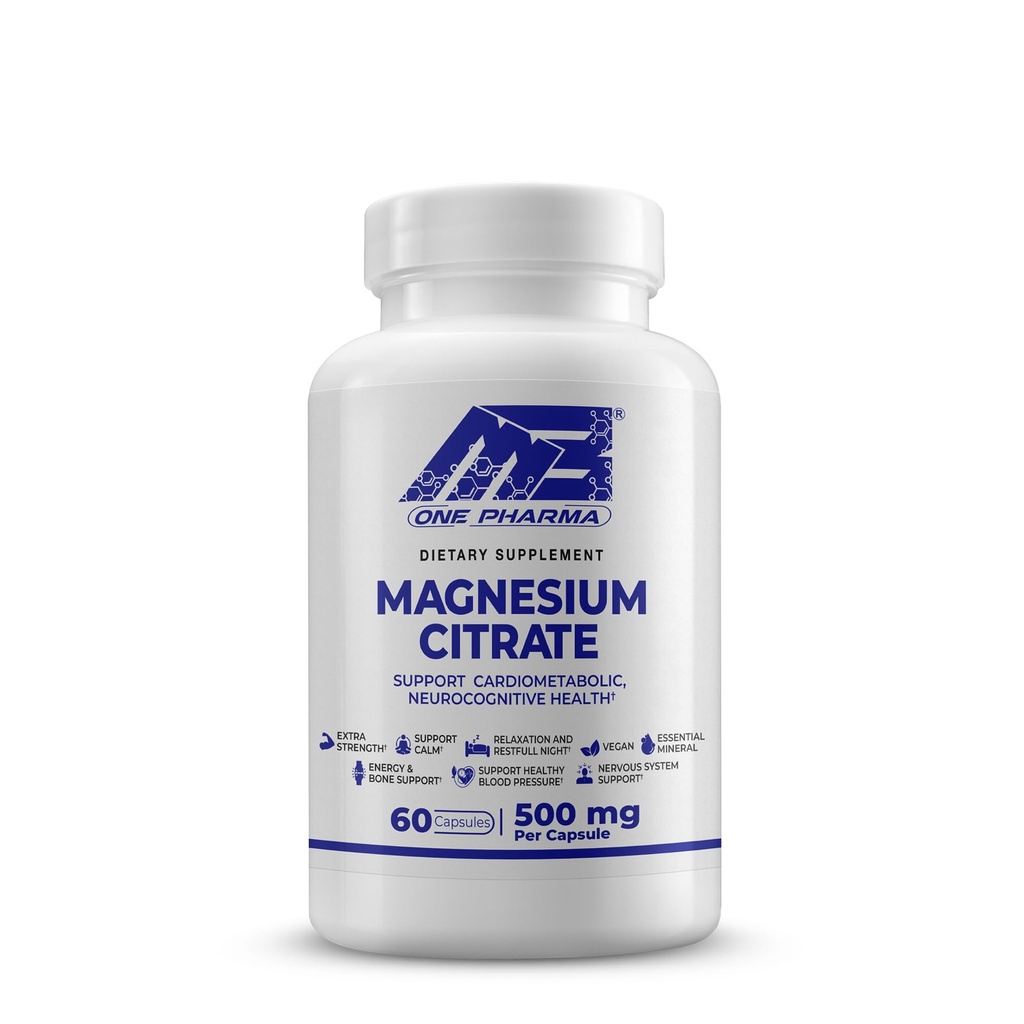 MB En Magnesium Citrat 500 mg - høy absorpsjon formel for muskel, nerve, søvn og bein støtte - Vegan, ikke-GMO - Digestiv og hjerte helse - 60 Caps - 60 dagers forsyning