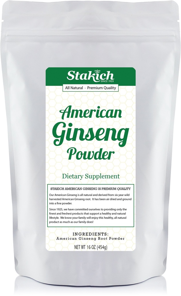 Stakich Amerikansk Ginseng Root Powder - 1 pund - ren (1 pund)