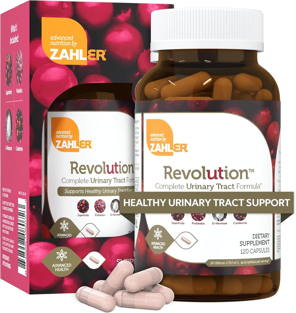 Zahler Revolusjon - Komplett Womens urinveistrakt Health Formula med probiotika - UTI piller - 1200mg D-Mannose og Cranberry Supplement - urinveistrakt infeksjon støtte for kvinner (120 kapsler)