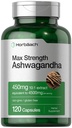 Horbäach Ashwagandha Supplement | Max styrke | 120 kapsler | Ikke-GMO, Glutenfri