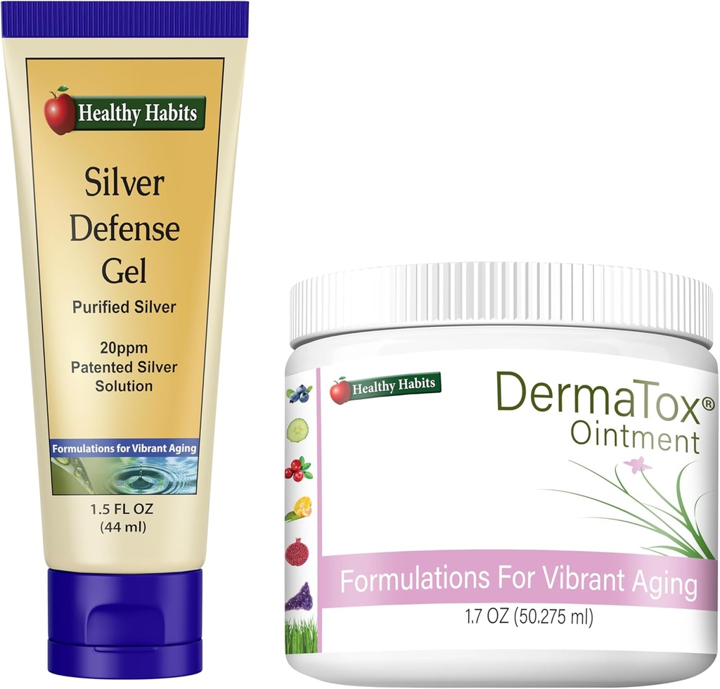 Sunn Habits Skincare Bundle - 1,7oz DermaTox Ointment og 1,5 oz Silver Defense Gel - Alt naturlig, alle formål, trygg og effektiv hudfornøyelse