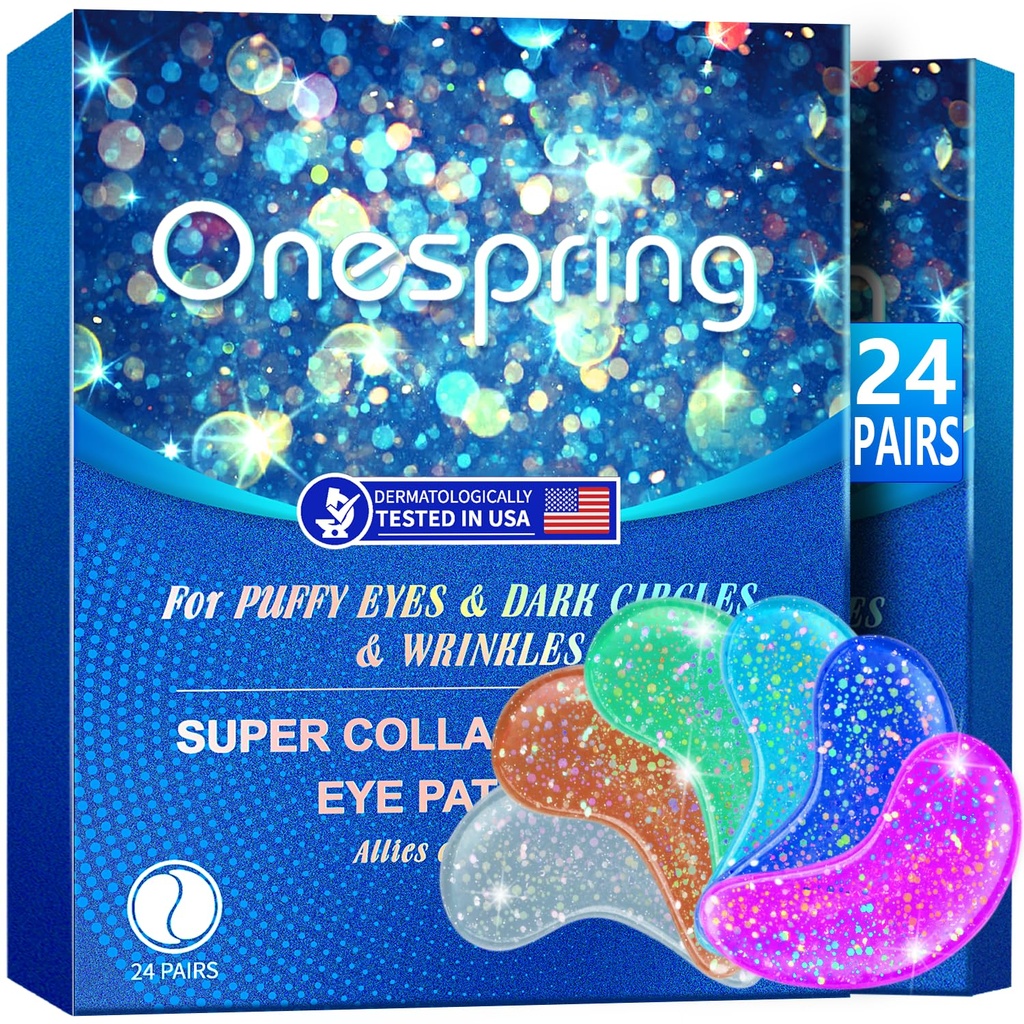 Øye Gel Pads (24 Par) - Under Øye Patches for Puffy Eyes, Wrinkles, Mørke sirkler, Naturlig collagen Eye Gels, Under Øyemaske Patches for Ansikt til Soothe Puffiness, Øyeposer