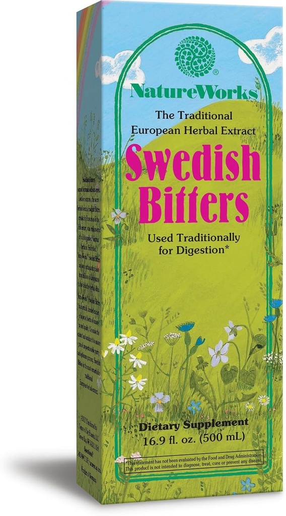 Naturens vei NatureWorks svenske bitters, Tradisjonell europeisk urteekstrakt som brukes til Digestion, 16.9 Fluid Ounce