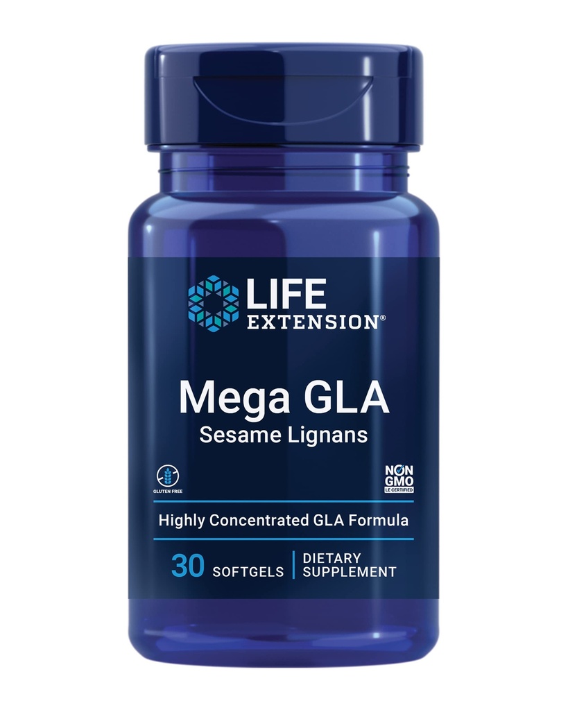 Life Extension Mega GLA Sesame Lignans, Omega-6 Fettsyrer for å fremme en sunn inflammatorisk respons, Glutenfri, Ikke-GMO, 30 softgels