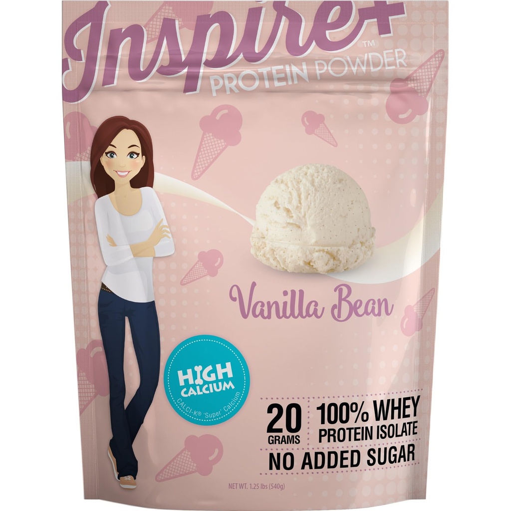 Bariatrisk spise Inspire Vanilla Bean 20g Whey Protein Isolate pulver med kalsium