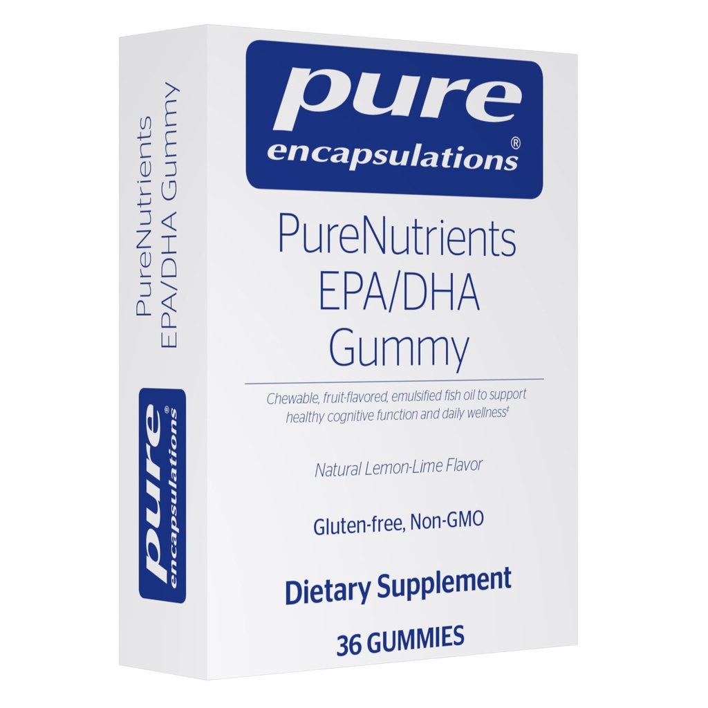 PureNutrienter EPA/DHA Gummy Mykt Chew å støtte sunn kognitiv funksjon og daglig velvære | 36 Gummies | Naturlig sitron-Lime Flavor