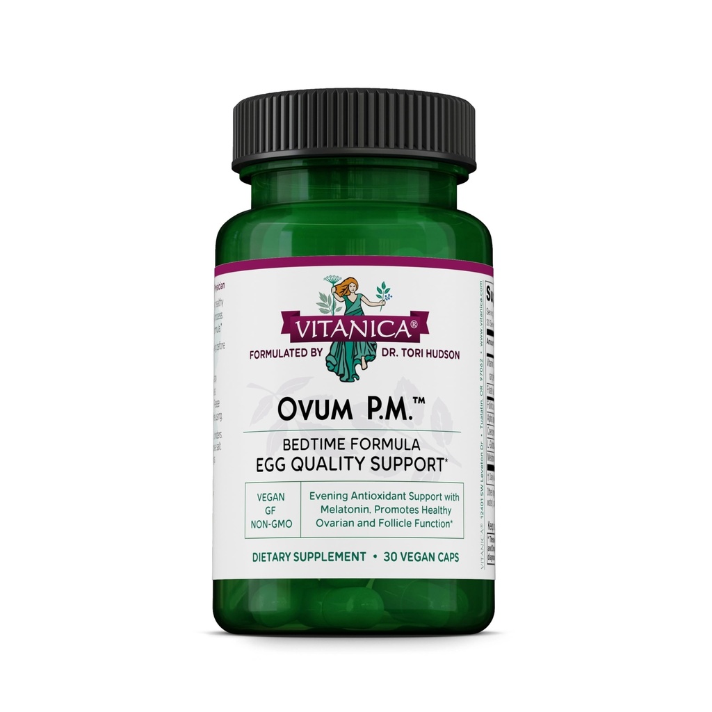Vitanica Ovum P.M. - Egg kvalitet støtte med vitamin D3, Alfa Lipoic Acid & Melatonin - Fungerer Best med Ovum A.M. - Herbal kosttilskudd for kvinners helse - Dame - 30 Vegan Caps