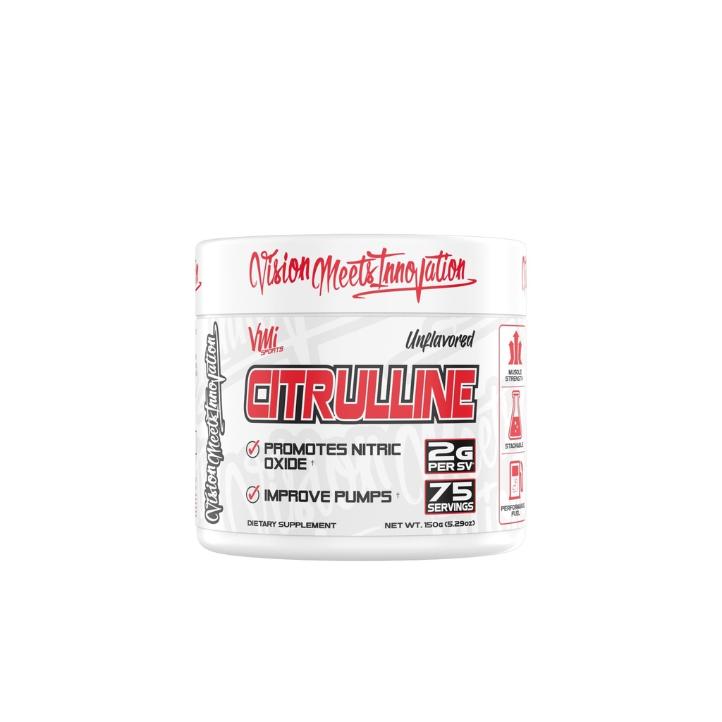 VMI Sports Citrulline Unflavored pulver ren L-Citrulline | Fremme nitric oksid muskelpumper | 2 g per servering – 75 serveringer