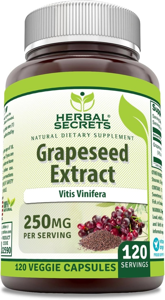 Herbal Hemmeligheter Grapefrø Ekstrakt Supplement | 250 Mg per servering | 120 Veggie Kapsler | Ikke-GMO | Glutenfri | laget i USA