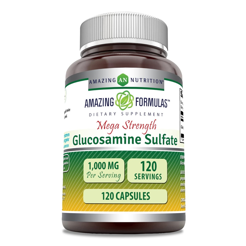 Amazing Formler Glukosamin Sulfat 1000 mg Kapsler Supplement | Ikke-GMO | Glutenfri | Laget i USA (uovertruffen)