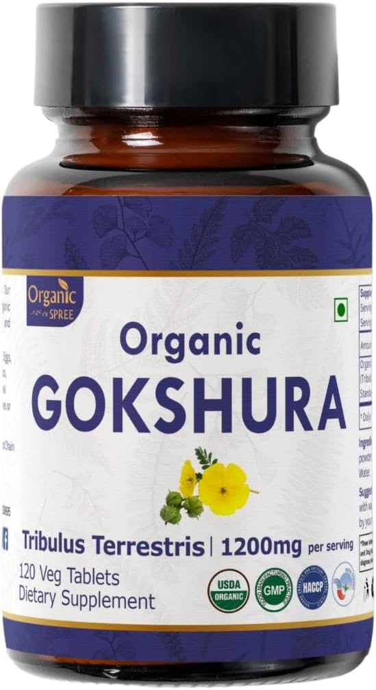 Gokshura 120 Tabletter | Tribulus terrestris (Gokshura) | USDA Organic Certified® støtter immunitet og styrke | Organisk og naturlig 120tab