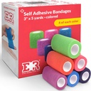 Ever Ready First Aid Selvbehersket Kohesive Bandages 3" x 5 Yards - 24 Count, Regnbue farger
