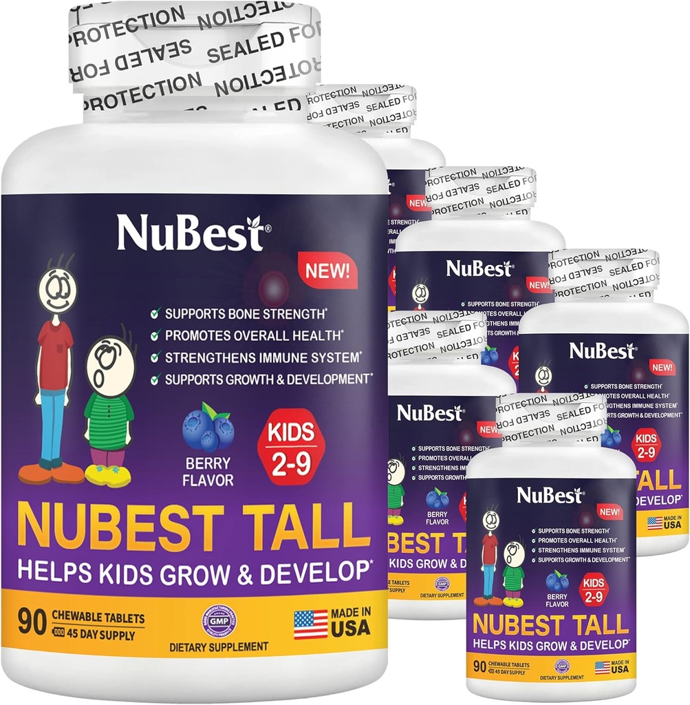 NuBest Tall Kids - Todlere Vitaminer og Kids Vitaminer for alder 2 til 9 - Støtte Bone Styrke, generell helse og immunitet - Animal Shapes - 540 Chewable Berry Tabletter