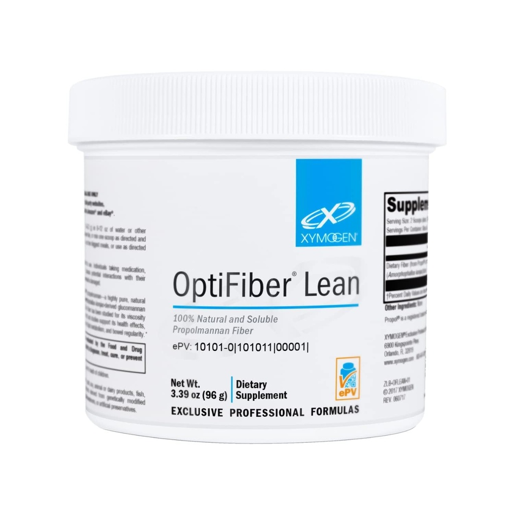 XYMOGEN OptiFiber Lean - 100% naturlig og løselig Propolmannan Fiber pulver - støtter tilfredshet, kolesterolmetabolisme og sunne Bowell bevegelser (3,39 oz)