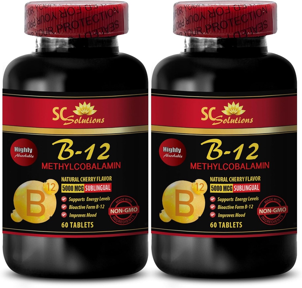 Methycobalamin organisk - METHYLCOBALAMin VITAMIN B-12 5000 - sportsnæring utholdenhet og energi kosttilskudd, idrettsytelse kosttilskudd, energi piller, hjerne booster piller - 2 flasker 120 Tabl