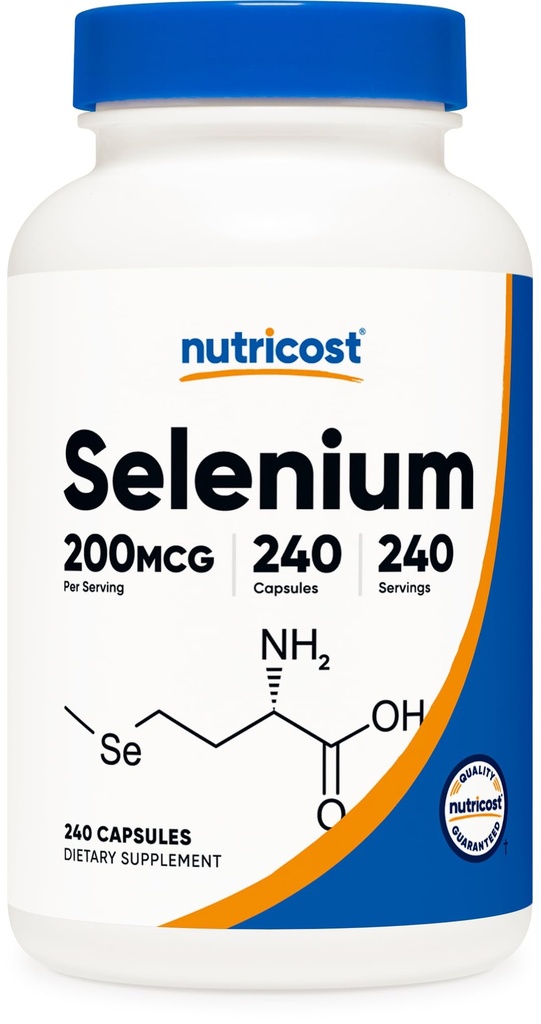 Nutricost Selenium 200mcg, 240 Vegetariske kapsler, Ikke-GMO, Glutenfri L-Selenometionin