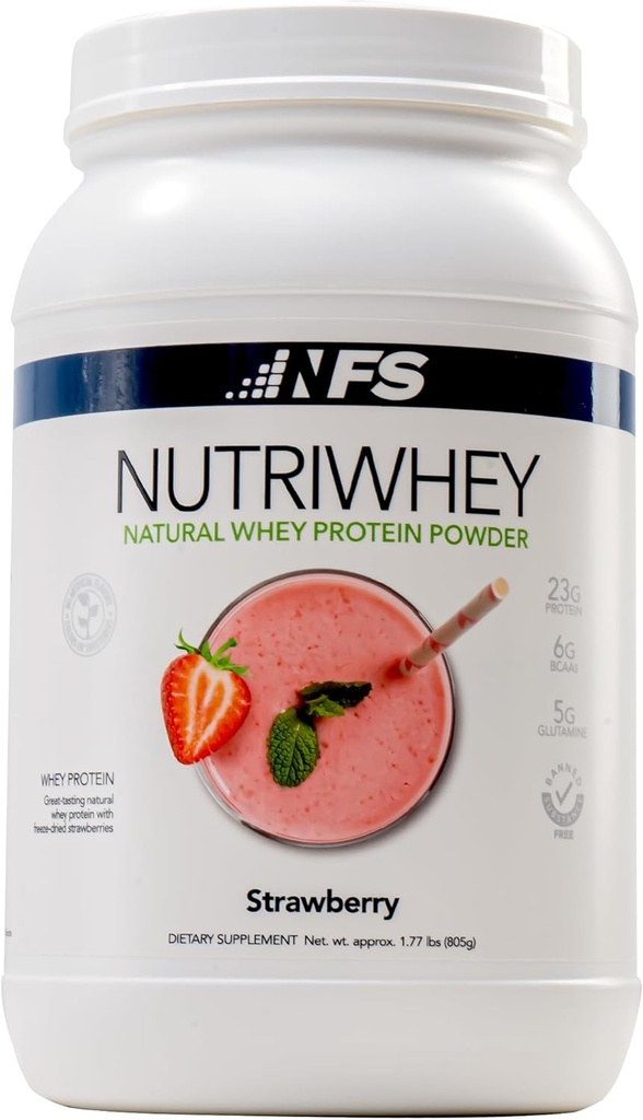NF Sports Post Trening Nutri Whey Protein pulver, kosttilskudd, Amino energi, støtter immunitet, BCAA pulver, hjelper mot stress (Alpine Jordbær pulver, 828g, 23 serveringer)