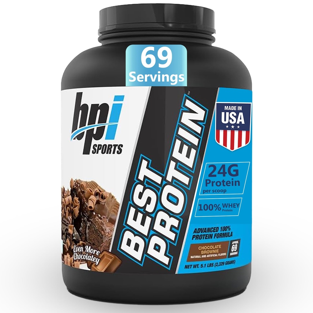 BPI Sports Best Protein – 100% Whey Protein Powder – Muskelvekst, Restitusjon, Måltid Utskiftning – Ingen fyllstoffer, Glutenfri – Beste Protein Powder for menn og kvinner Pounds
