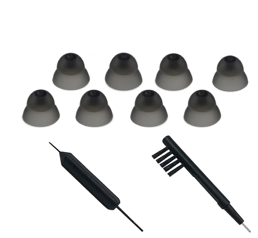 Høreapparat Øre Domes Rengjøringsverktøy Høreapparat Lukk Domes for Resound Sure Fit Style RIC RITE og åpen Fit BTE Høreforsterker med penselrenser(S Størrelse 8PCS)