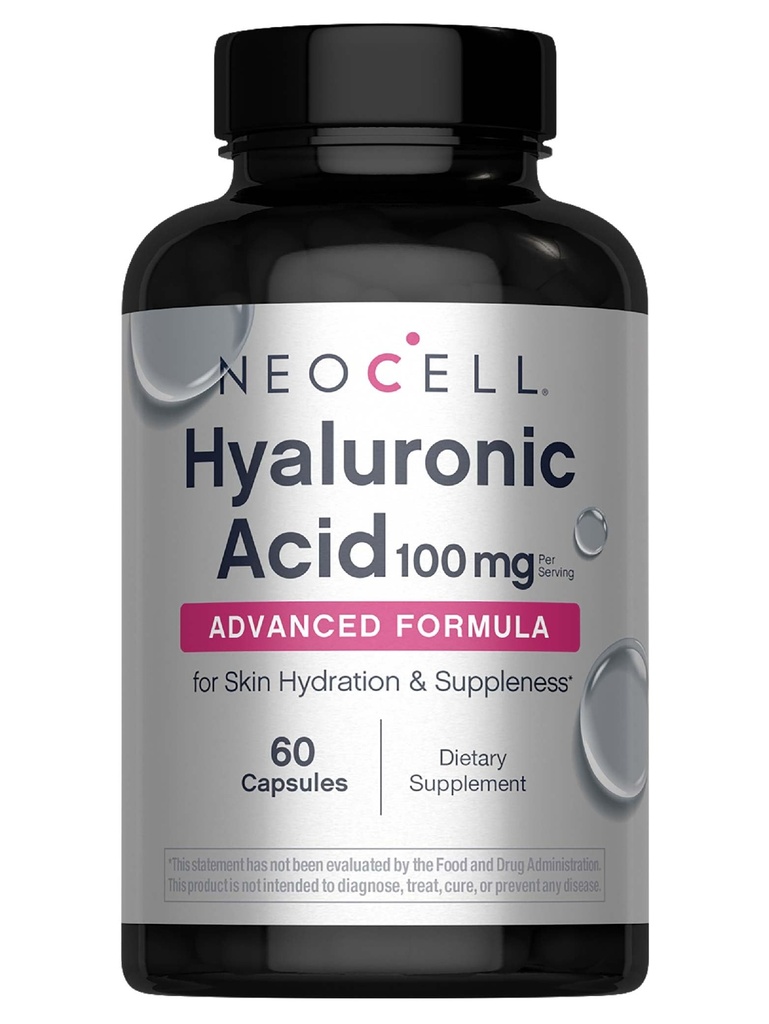 NeoCell Hyaluronsyre Capsules, Essential Lubricant, støtter utløsning Hydration, Glutenfri, 60 greve, 1 flaske